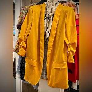 SHEIN goldenrod yellow duster blazer
